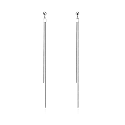 Reffeer 925 Sterling Silver Threader Earrings Tassel Chain for Women Girls Long Dangle Drop Earrings Line Minimalist Reffeer 925 Sterling Silver Threader Earrings Tassel Chain for Women Girls Long Dangle Drop Earrings Line Minimalist