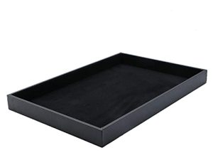 JETEHO Black Velvet Stackable Jewelry Tray Showcase Display Stackable Necklace Bracelet Ring Showcase Display Empty Plate