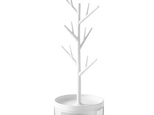 Branch Jewelry Rack With Rotatable Base and Storage Box Tree Tower Rack Hanging Organizer for Ring Earrings Necklace Bracelet