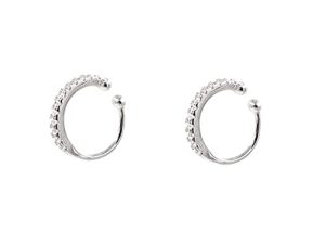 Fake Hoop Earrings CZ Cubic Zirconia Cartilage Earring 925 Sterling Silver Earrings Ear Cuff Huggie Dainty Minimal Conch Piercing Non Pierced Ear Pods Clip on Earrings for Women Girls