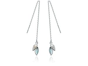 925 Sterling Silver Leaf Threader Earrings Tassel for Women