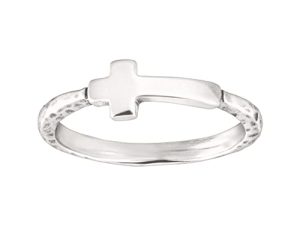 Silpada 'Simplex Cross' Horizontal Cross Textured Ring in Sterling Silver