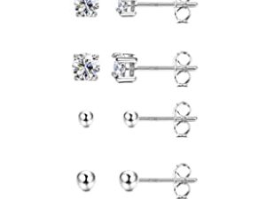 Hayoso 6 Pairs Sterling Silver Stud Earrings for Women