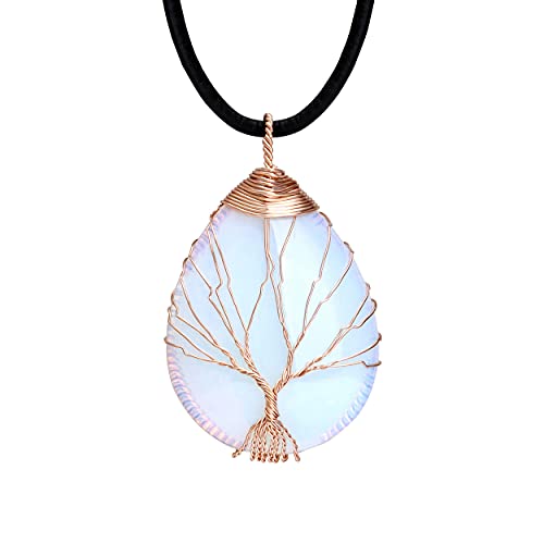 POTESSA Tree of Life Teardrop Heart Amethyst Opal Pendant Necklace Copper Wire Wrapped Gemstone Healing Chakra Necklace Choker 18" … POTESSA Tree of Life Teardrop Heart Amethyst Opal Pendant Necklace Copper Wire Wrapped Gemstone Healing Chakra Necklace Choker 18" …
