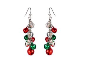 Silver Red Green Christmas Jingle Bell Tinkle Bell Cute Ornament Long Chain Dangle Earrings for Women Teen Girls Fish Hook Dangling Hanging Hypoallergenic Christmas Festival Party Jewelry Gift for Bff