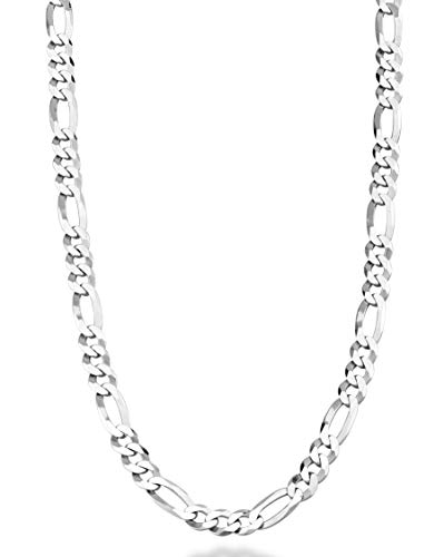 Miabella 925 Sterling Silver Italian 5mm Diamond-Cut Figaro Link Chain Necklace for Women Men Miabella 925 Sterling Silver Italian 5mm Diamond-Cut Figaro Link Chain Necklace for Women Men