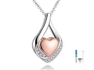ACJFA Cremation Jewelry 925 Sterling Silver Teardrop Urn Necklace for Ashes Heart Shape Memorial Keepsake Pendant for Human Ashes for Women Gift