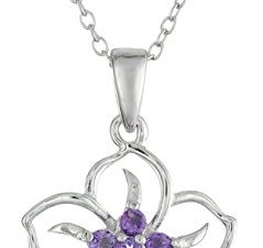 Amazon Collection Sterling Silver Gemstone Flower Pendant Necklace