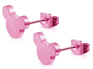 Stainless Steel Tiny Mouse Silhouette Button Stud Post Earrings