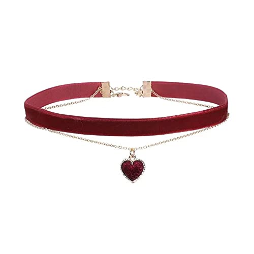 MOMOCAT Heart Necklace Adjustable Red Choker Classic Collar Necklaces for Women and Girls Velvet Chocker Necklace MOMOCAT Heart Necklace Adjustable Red Choker Classic Collar Necklaces for Women and Girls Velvet Chocker Necklace