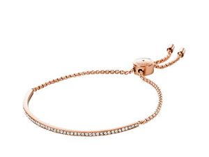 Michael Kors Women's Stainless Steel Rose Gold-Tone Slider Bracelet with Crystal Accents