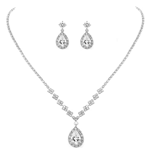 Unicra Bride Crystal Necklace Earrings Set Bridal Wedding Jewelry Sets Rhinestone Choker Necklace Prom Costume Jewelry Set for Women and Girls(3 piece set - 2 earrings and 1 necklace) Unicra Bride Crystal Necklace Earrings Set Bridal Wedding Jewelry Sets Rhinestone Choker Necklace Prom Costume Jewelry Set for Women and Girls(3 piece set - 2 earrings and 1 necklace)
