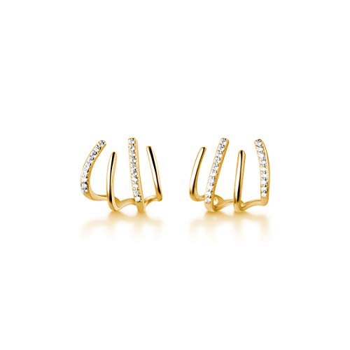 SLUYNZ 925 Sterling Silver Color CZ Cuff Earrings Piercings for Women Teen Girls Claw Earrings Wrap Studs Huggie SLUYNZ 925 Sterling Silver Color CZ Cuff Earrings Piercings for Women Teen Girls Claw Earrings Wrap Studs Huggie