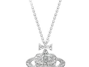 Saturn Necklace Rhinestone Planet Heart Cross Y2k Aesthetic Pendant Necklace for Girls Women