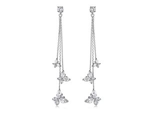 Crystal Butterfly Pendant Tassel Earrings Long Zircon Butterfly Drop Dangle Earrings Jewelry for Girls Women Butterfly Cuff Wrap Clip Earring