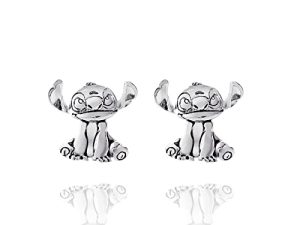 Disney Lilo & Stitch Stud Earrings - Silver Plated Stitch Earrings - Stitch Jewelry - Disney Earrings - Disney Jewelry for Women