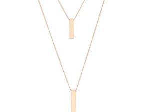 JYJ Women's Layered Long Necklaces for Women Double Layers Choker Necklace Hammered Bar Pendant Necklace for Summer