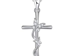 Distance Cross Necklace for Women 925 Sterling Silver Jewelry Pendant Necklace for Girls Mom Wife Gift for Mother's Day or Birthday