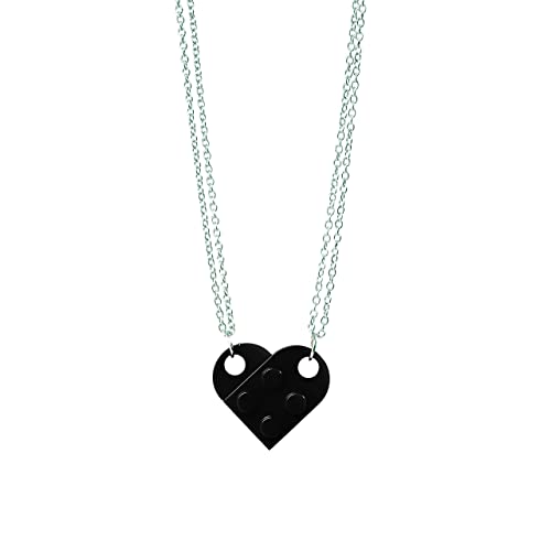 Brick Necklace for Couples Friendship Heart Pendant Shaped 2 Two Piece Jewelry Set Compatible with Lego Gifts for Him Her Brick Necklace for Couples Friendship Heart Pendant Shaped 2 Two Piece Jewelry Set Compatible with Lego Gifts for Him Her