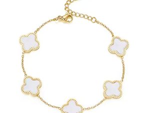 POLYREAL Bracelets Fashion for Women Girls Adjustable Bracelet Cute Plated 18K Gold Lucky Clover Bracelets Womens Girls Mother's Day Gift Jewelry