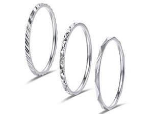 KAZITSAN 1mm 3pc Women Men Stainless Steel Rings fashion Plain Band Knuckle Stacking Midi Rings Silver/Rose Gold Wedding Band Comfort Fit