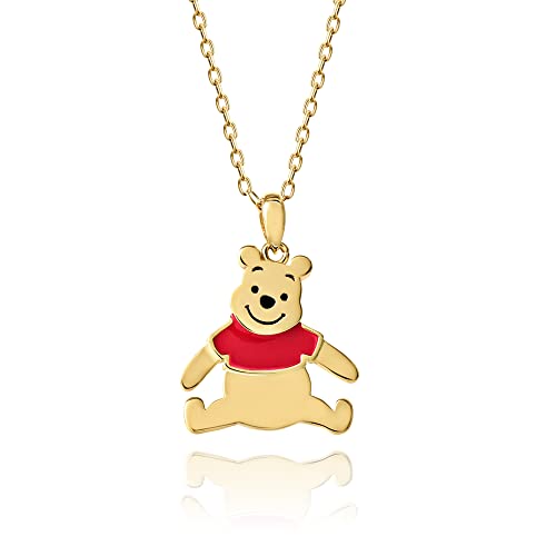 Disney Winnie the Pooh Necklace - Yellow Gold-Plated Sterling Silver Necklace - 18-inch Chain Necklace with Winnie the Pooh Pendant Disney Winnie the Pooh Necklace - Yellow Gold-Plated Sterling Silver Necklace - 18-inch Chain Necklace with Winnie the Pooh Pendant