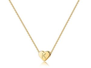 Heart Initial Necklaces for Women Girls - 14K Gold Filled Heart Pendant Letter Alphabet Necklace