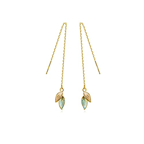 Reffeer 925 Sterling Silver Leaf Threader Earrings Tassel for Women Girls Leaf Dangle Earrings Chain Drops Reffeer 925 Sterling Silver Leaf Threader Earrings Tassel for Women Girls Leaf Dangle Earrings Chain Drops