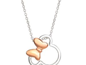 Disney Mickey or Minnie Mouse Silver Plated Silhouette Pendant Necklace