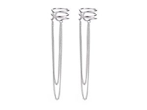 SLUYNZ 925 Sterling Silver No Piercing Cuff Earrings Chain for Women Teen Girls Wrap Earrings Tassel Clip On Ear