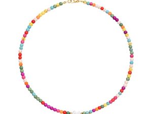 Wellike Initial Necklaces for Women Girls Colorful Beaded Choker Necklace Stainless Steel 18K Gold Plated Y2K Aesthetic Gold Letter Necklace Handmade Boho Summer Necklace Jewelry Gift