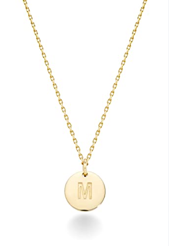 Miabella 925 Sterling Silver or 18K Yellow Gold Over Silver Round Initial Pendant Necklace for Women 18 + 2 Inch Chain Miabella 925 Sterling Silver or 18K Yellow Gold Over Silver Round Initial Pendant Necklace for Women 18 + 2 Inch Chain