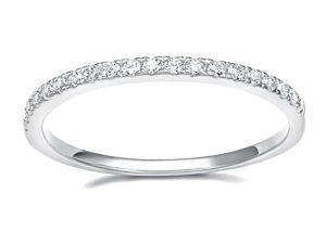 EAMTI 2mm 14K Gold Plated Wedding Band Cubic Zirconia Half Eternity Stackable Engagement Ring Size 3-13