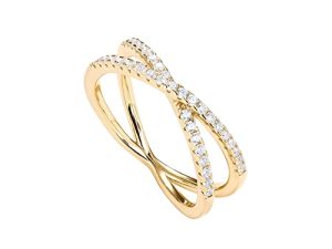 PAVOI 14K Gold Plated X Ring Simulated Diamond CZ Criss Cross Ring for Women