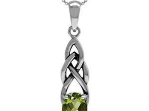 Silvershake Natural Gemstone 925 Sterling Silver Celtic Knot Solitaire Pendant with 18 Inches Chain Necklace…