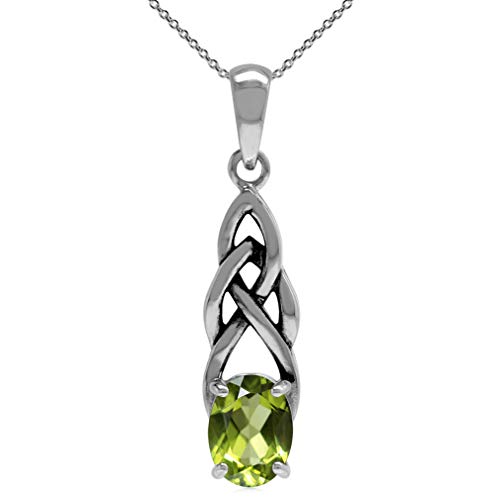 Silvershake Natural Gemstone 925 Sterling Silver Celtic Knot Solitaire Pendant with 18 Inches Chain Necklace… Silvershake Natural Gemstone 925 Sterling Silver Celtic Knot Solitaire Pendant with 18 Inches Chain Necklace…