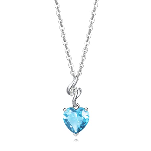 Agvana Christmas Gifts for Women 14K Solid White Gold Diamond Genuine or Created Gemstone Pendant with Sterling Silver Chain 8x8mm Heart Birthstone Necklace Fine Jewelry Anniversary Birthday Gifts for Women Girls Mom Wife Her Agvana Christmas Gifts for Women 14K Solid White Gold Diamond Genuine or Created Gemstone Pendant with Sterling Silver Chain 8x8mm Heart Birthstone Necklace Fine Jewelry Anniversary Birthday Gifts for Women Girls Mom Wife Her