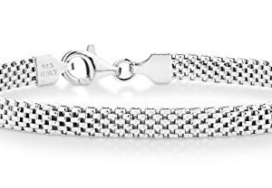 Miabella 925 Sterling Silver Italian 5mm Mesh Link Chain Bracelet for Women