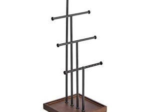 Amazon Basics Four-Tier Jewelry Tree Stand - Walnut/Black