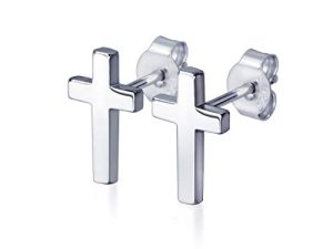 HANFLY 925 Sterling Silver Cross Stud Earrings Fashion Earrings Cross Earrings