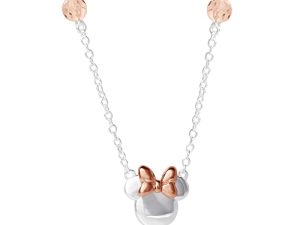 Disney Minnie Mouse Sterling Silver Crystal Pendant Necklace