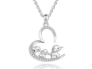 ACJNA 925 Sterling Silver Mothers Day Gifts Elephant Necklace 3 Elephants Family for Mom Daughter Girls Jewelry