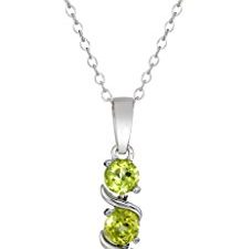 Amazon Collection Sterling Silver 4-Stone Genuine or Created Gemstone Pendant Necklace (4mm)