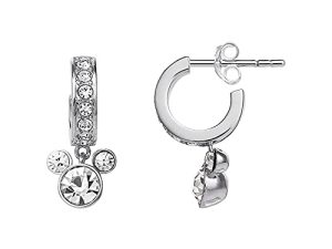 Disney Mickey Mouse Hoop Dangle Crystal Earrings