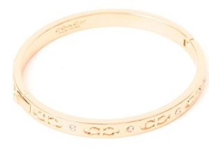 Coach Kissing Bracelet C Hinged Bangle ROSE Gold Pink