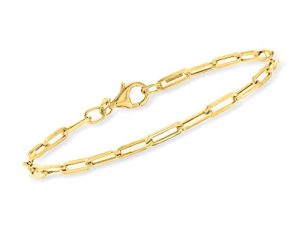 RS Pure by Ross-Simons Italian 14kt Yellow Gold Paper Clip Link Bracelet