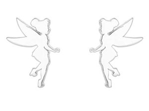Disney Tinkerbell Sterling Silver Fairy Silhouette Stud Earrings