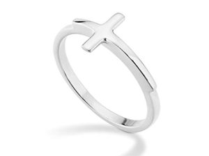 Miabella 925 Sterling Silver or 18Kt Yellow Gold Over SilverSideways Cross Ring for Women Teens Girls Made in Italy