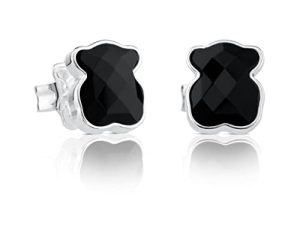 TOUS Sterling Silver and Faceted Onyx Earrings for Women