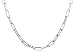 14K Gold Plated Dainty Rectangle Paperclip Link Chain Necklace Bracelet Set for Women Girls Jewelry Gift Long Lasting Color